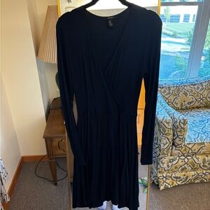 Long sleeve blue stretchy dress